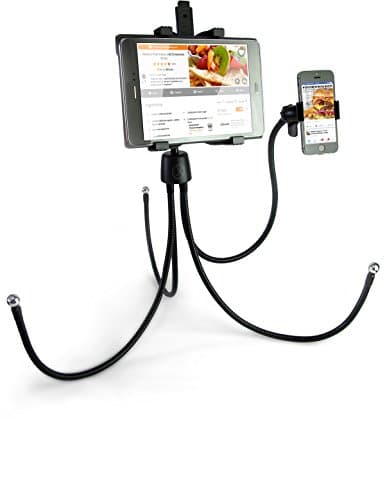 LXORY FourFlexx Universal iPad Stand for All 8-12" Tablets - Adjustable Multi-Angle Gooseneck Tablet Holder/iPad Floor Stand for Kitchen, Table, Bed, Bathroom, Sofa and Car Seats