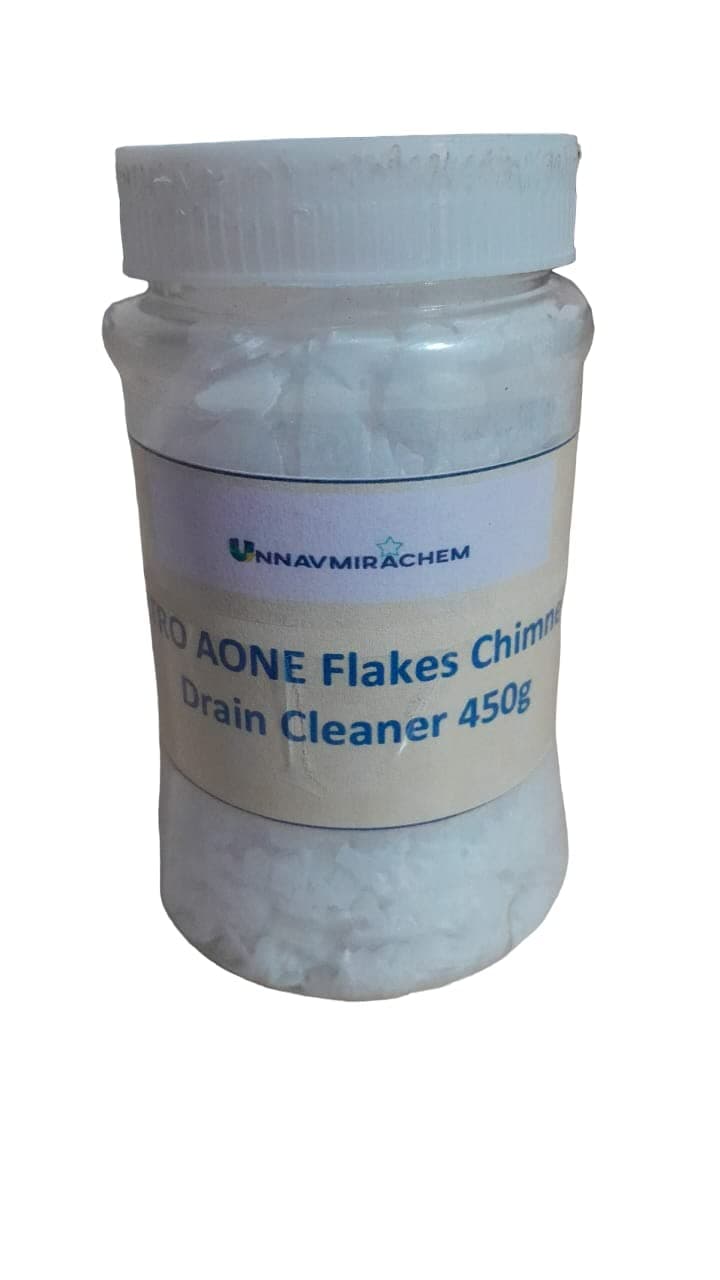 UNNAVMIRACHEM Metro Aone Caustic Soda Flakes For Efficiently Drain&Chimney Cleaning,Clear Clogged Sinks,Pipes,Stain Removers,Soap Making Material,Toilet Cleaner 450G