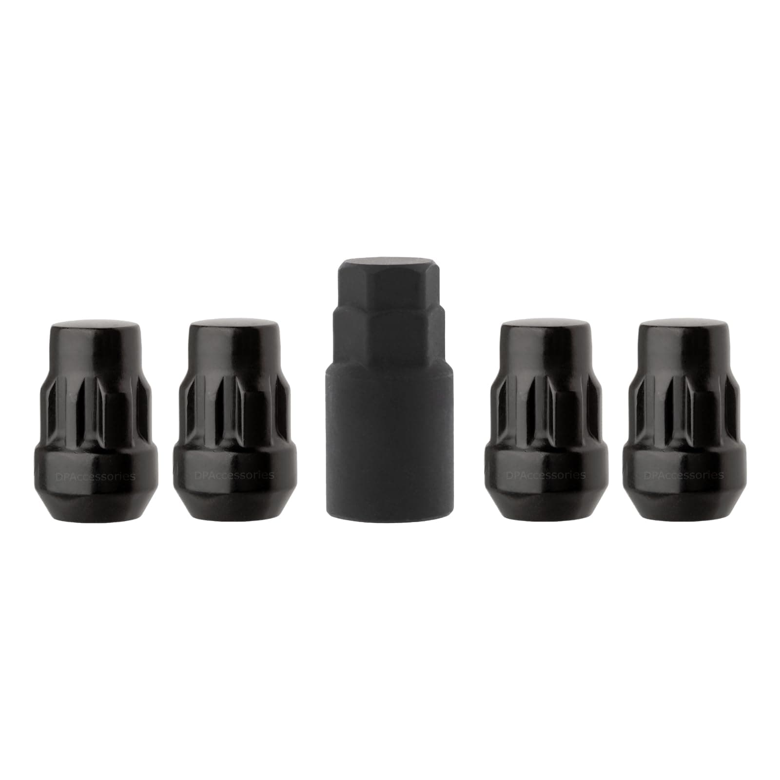 DPAccessories Black M12x1.50 Lug Nut Locks | Bulge Acorn | 36mm (1.4") Tall | 19mm (3/4") & 21mm (13/16") Hex | Set of 4 Locks / 1 Key | LCB3L6HE-BK04LK4