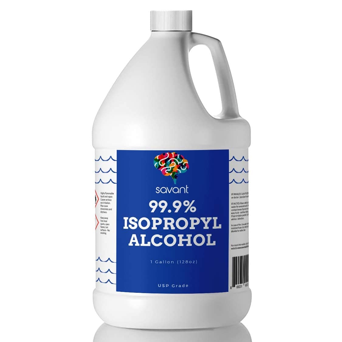 Savant 99% Isopropyl Alcohol - One Gallon (128 Fluid Ounces) - USP Grade (Purest Grade) - Sealed - Rubbing Alcohol