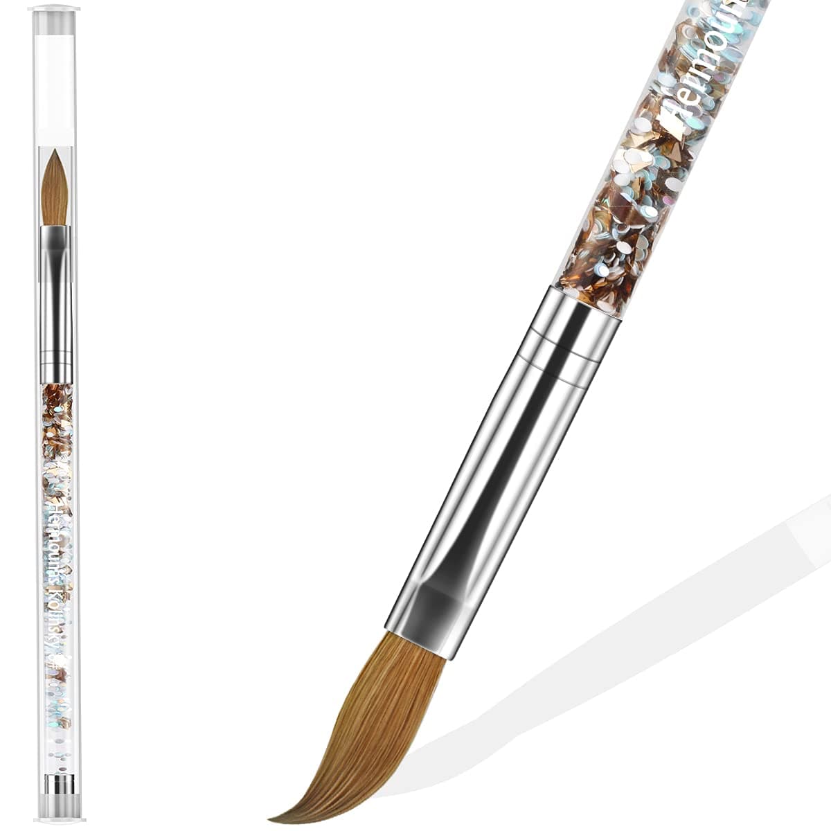 Nail Brushes for Acrylic Application Size #8, Hermounas 100% Pure Kolinsky Sable Nail Brush for Acrylic Nails Round Oval for Acrylic Powder Nail Art Brush (Size 8)