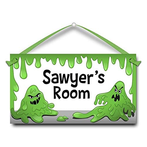 Slime Monsters, Personalised Kids Bedroom Sign