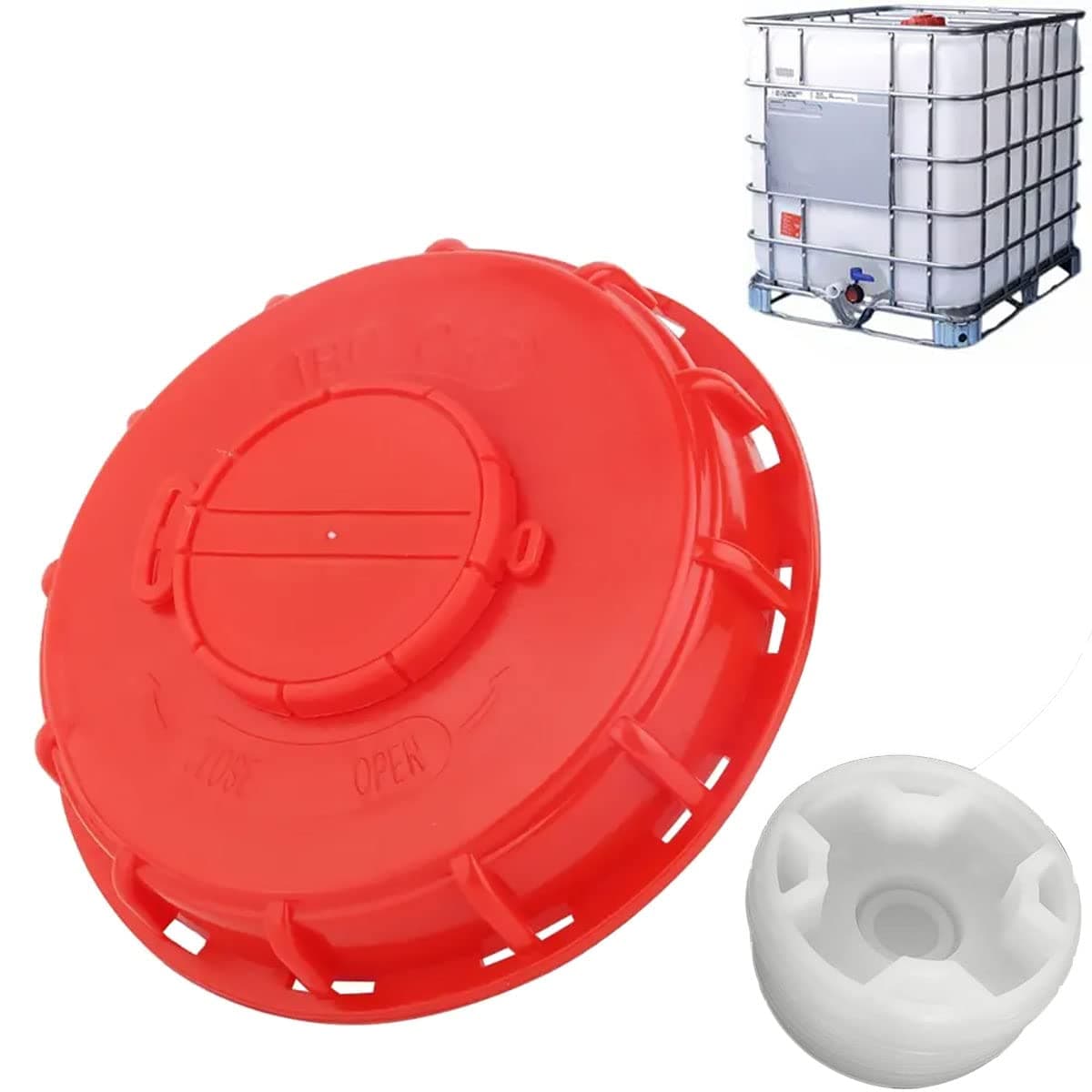 IBC Tote Lid Cover IBC Tote Lid Cap 163mm IBC Tank Water Liquid Tank Cap with Vent Hole for Chemical, Food, Industries Storage 275-330 Gallon Plastic Drum (Red)