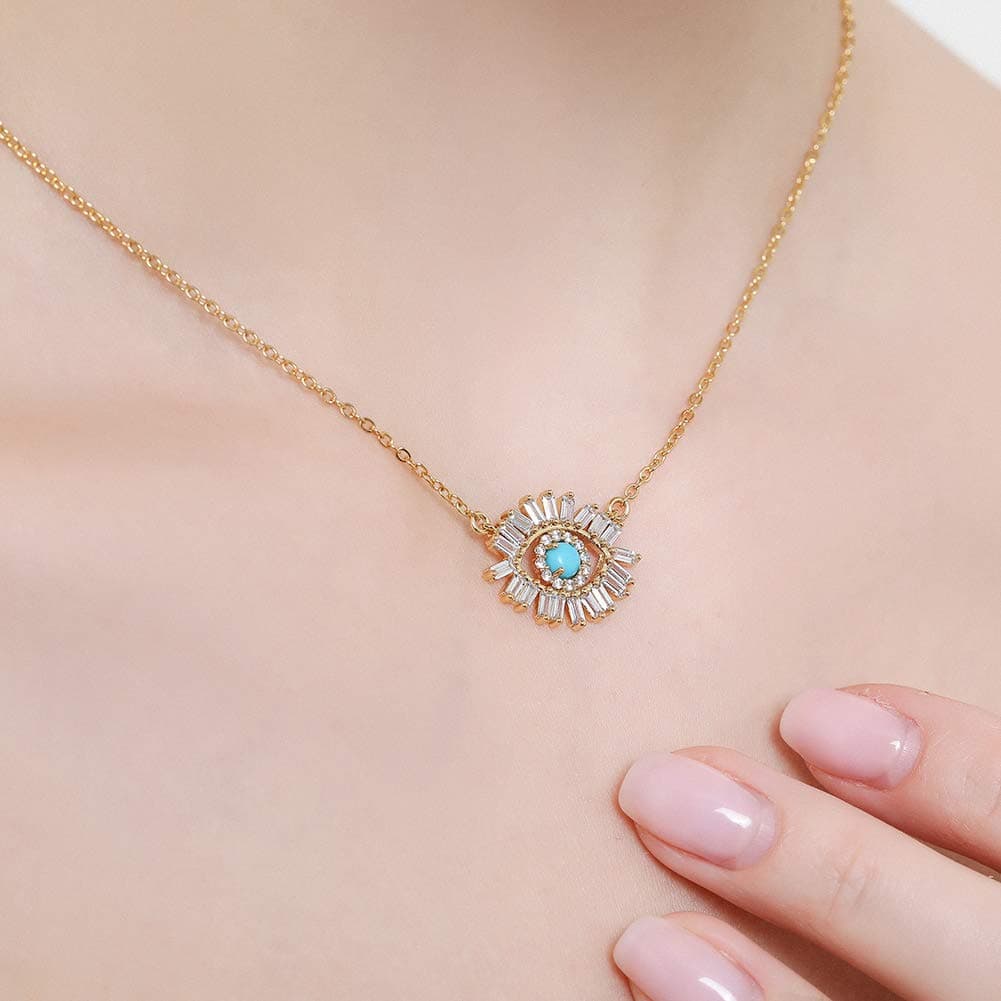 Obidos Turkish Evil Eye Necklace Lucky Jewelry for Girls and Women Faith Protection Lucky Turquoise Necklace Jewelry Gift