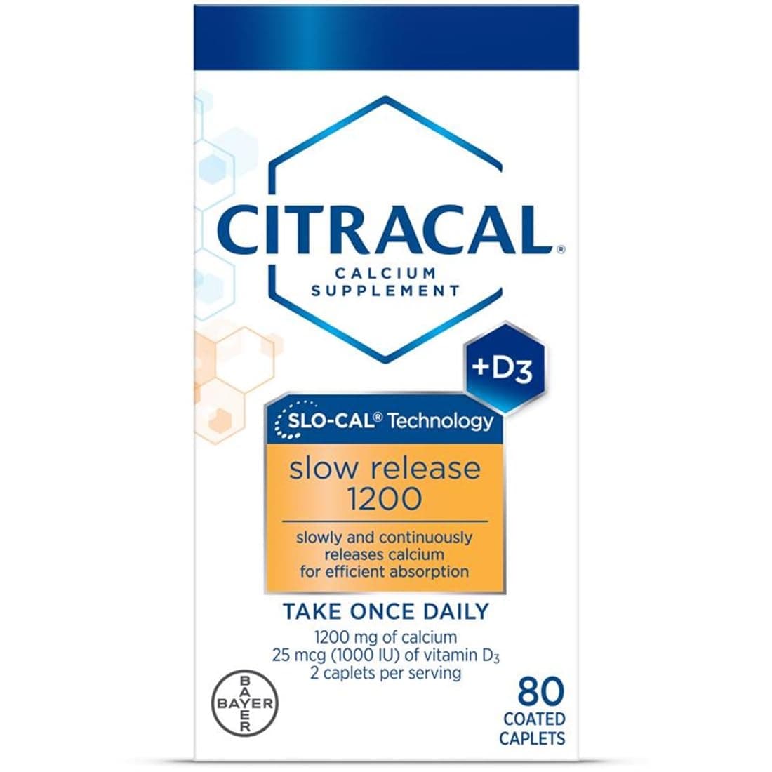Bayer Healthcare - Citrace Calcium + D3 delays release mg by 1200. 80 Caplets