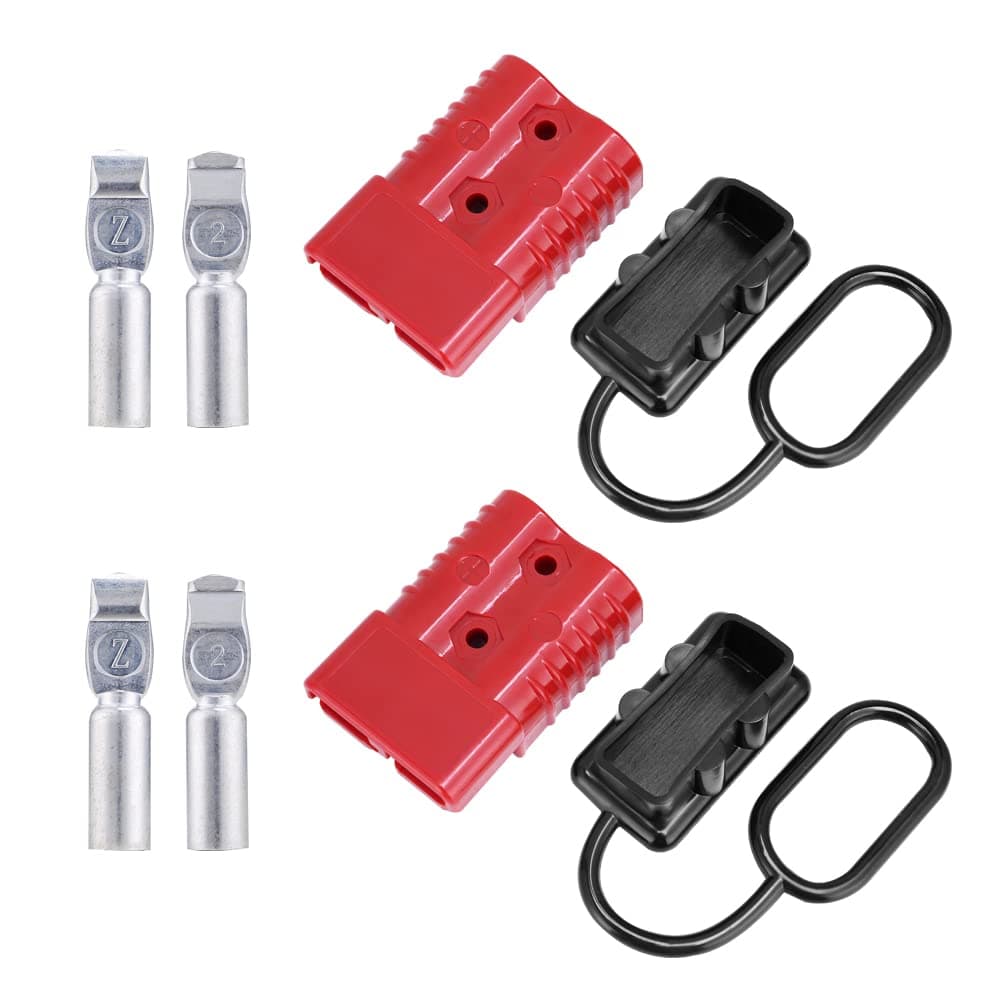 MUYI 2-4 Gauge 175A Battery Cable Quick Connect/Disconnect Wire Harness Plug Connector for Recovery Winch Auto Car Trailer(2pcs Red)