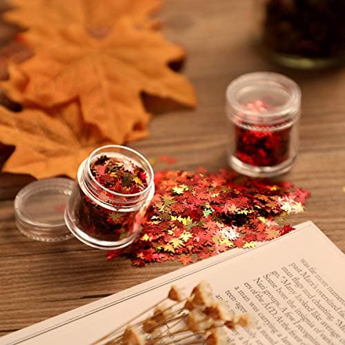 Maitys 10 Boxes Fall Glitter Leaves for Nails Thanksgiving Nail Art Sequins Maple Leaves Nail Glitters 3D Autumn Flakes Maple Leaf Sequins Decor Holographic Design Decals for Women DIY Decoration