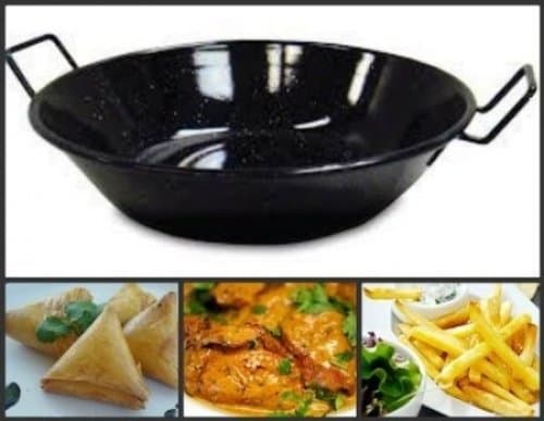 28cm / 12" KADHAI WOK WITH HANDLE ENAMEL KADHAI ** FREE U.K POST** INDIAN CURRY VESSEL POT FRYING KARAHI, KARAI