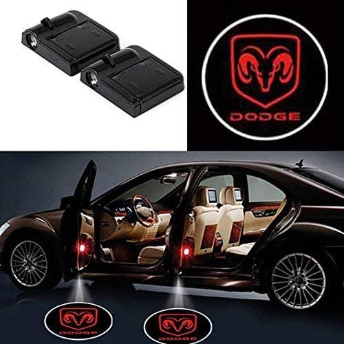 2Pcs Wireless Universal Car Projection LED Projector Door Shadow Light Welcome Light Laser Emblem Logo Lamps Kit No Drilling Required for Dodge