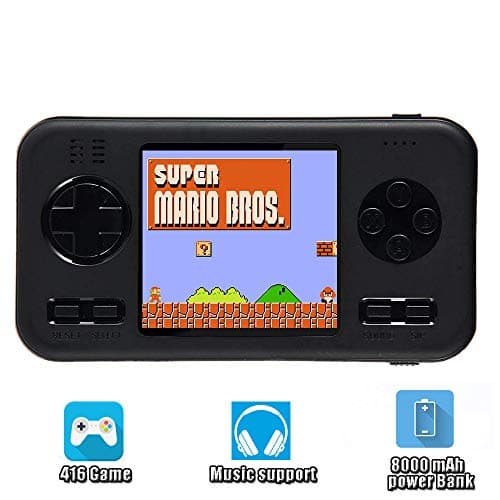 Womdee Handheld Gaming Consoles, Gameboy Advance Playstation Portable, Game Machine - Built in 416 Classic Games & 8000mAh Battery, 2.8 inch Screen Handheld Game Machine for Adult Kids (Black)
