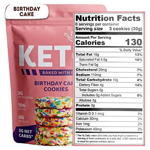 Sugar Free BIRTHDAY CAKE Flavor Keto Cookies 6.35Oz Each Bag Low Carb Gluten Free Paleo Diabetic Diet Friendly 3g Protein (2-Pack)