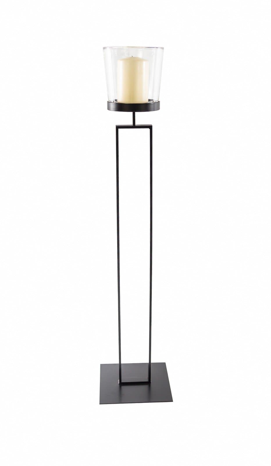 Lantern candelabrum handmade in black varnished iron h.110 x l.26 x w.26 cm. - G5N