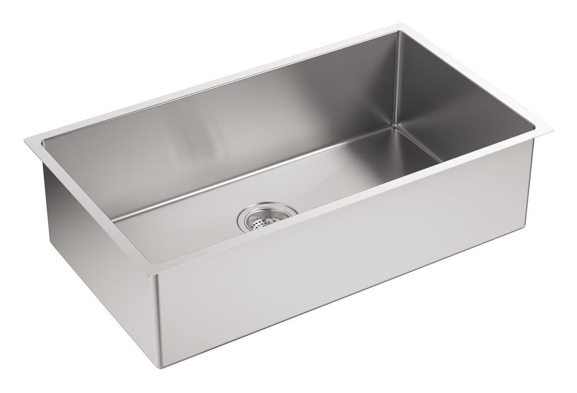 Strive® 32" Undermount Kitchen Sink, Single Bowl Kitchen Sinks with Basin Rack, Stainless Steel, K-5285-NA