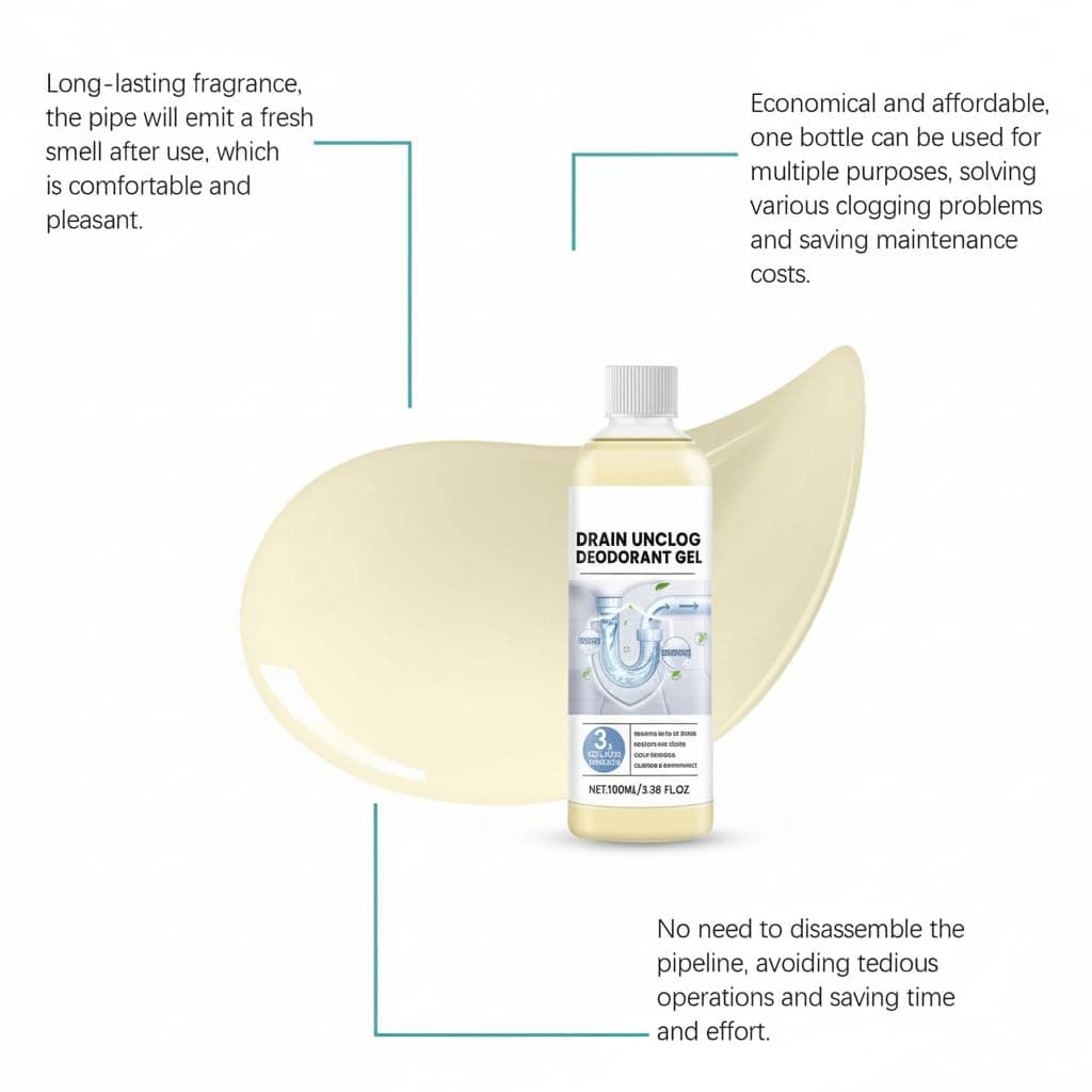 Pipeline Dredging Deodorizing Gel, Gel Drain Clog Remover and Cleaner, Sewer Pipeline Dredging, Deodorizing Kitchen Toilet Pipe Cleaner for Shower or Sink Drains, Unclogs and Removes Hair, Soap Scum