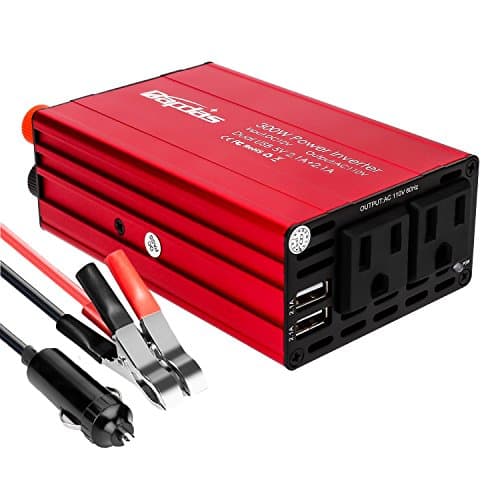Bapdas 300W Car Power Inverter DC 12V to AC 110V Car Converter with 2 AC 110V US Sockets and 4.2A 2 USB Ports Car Charger-New Model
