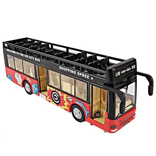 SRR Sita Ram Retails Metal Kid's Metal Die Cast Luxury Pull Back Double Decker London Bus with Light and Music 3 Years, Pack of 1, Multicolor