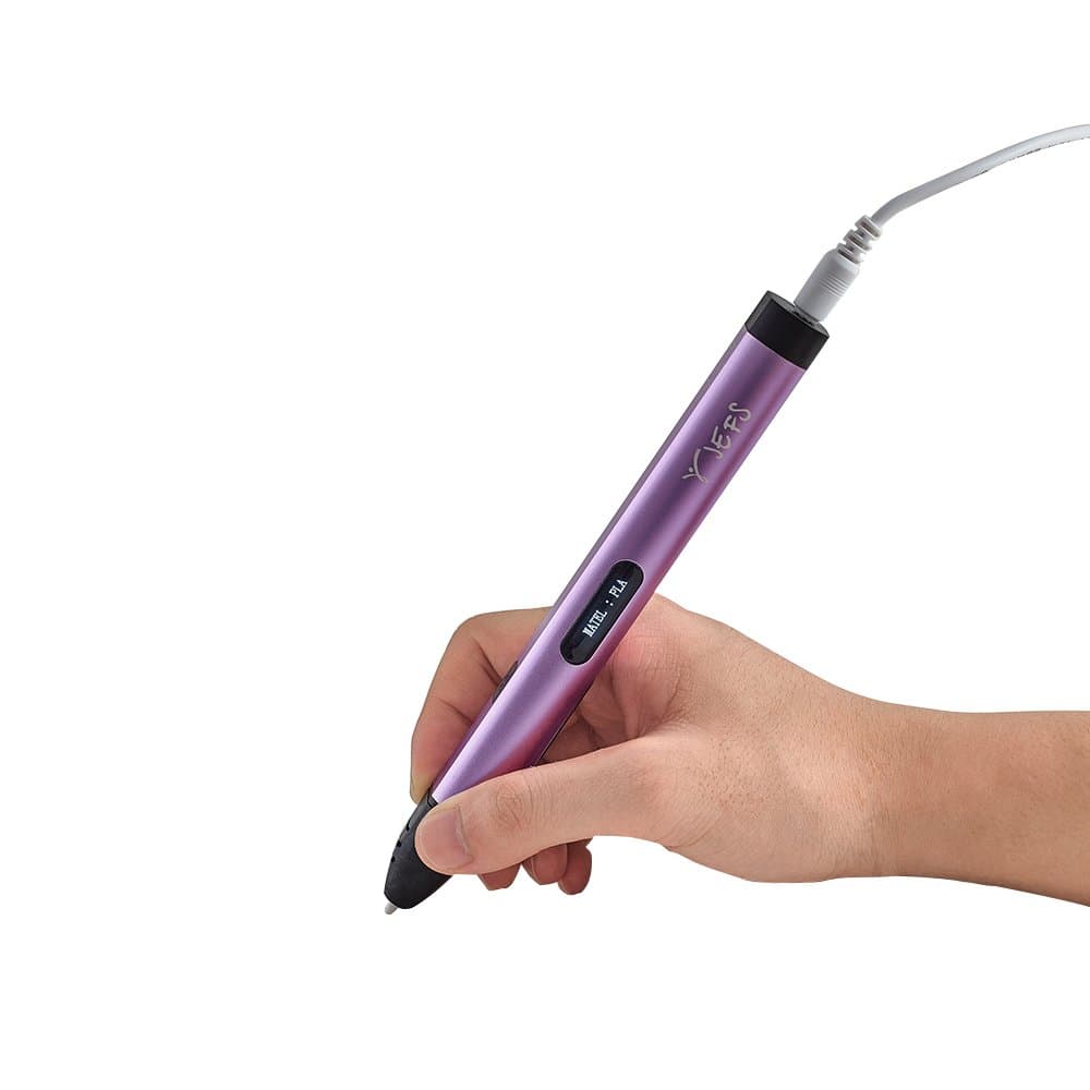 3D Pen Filament PLA 1,75mm Drawing Intelligent Printing Pen Gifts Toys for Boys Girls Modern Arts Crafts with OLED Display 2 Free Filament Refills Model JR7 Normal Temperature by Jefs (Pen Purple)