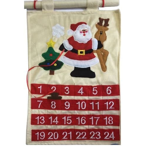 45cm Christmas Advent Calender With Pockets Fabric Kids Wall Hanging countdown