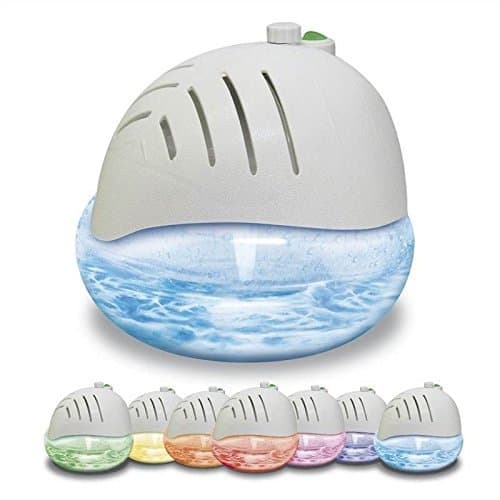 AMOS Air Purifier Cleaner - Humidifier Freshener with Ioniser, Colour Changing LED Light, 3 Fragrances, Filters Bacteria Allergens Smoke Odour Dust| Home Air Purifiers (White)