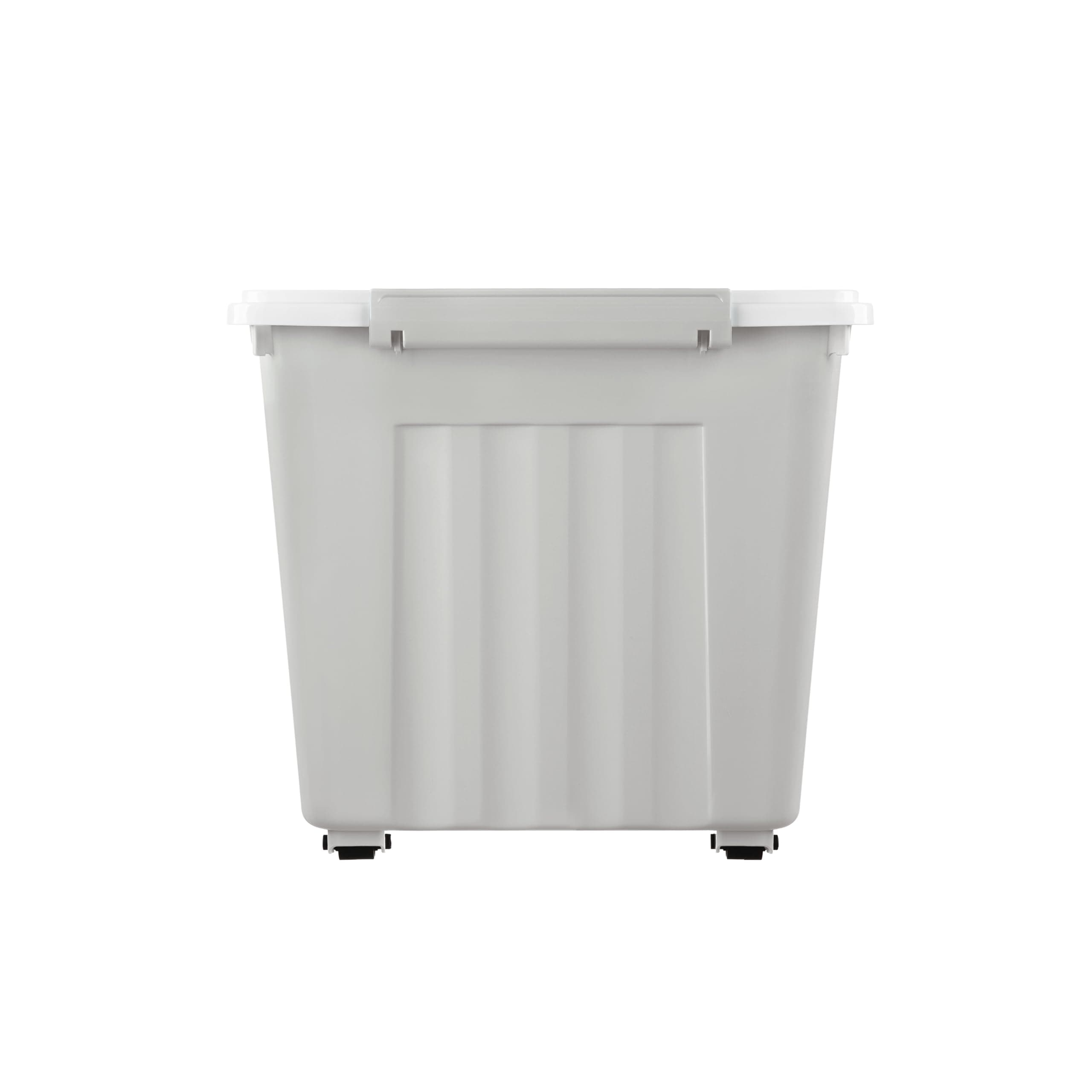 Cetomo 55L*4 Storage Boxes with Wheels, Plastic Storage Box with Lid, Latching Buckles, Click Closure, Stackable, Nesting, Durable Organizer for Home Office Clothes, Gray, 55L-4 Pack