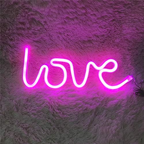 MatureGirl LED Cactus Neon Light Sign Decorative Lights Angel Cactus LED Lights Light White Plastic Love Battery USB Dual-use Models Wall Decor Lights Home Decoration Party Supplies (B:Love)