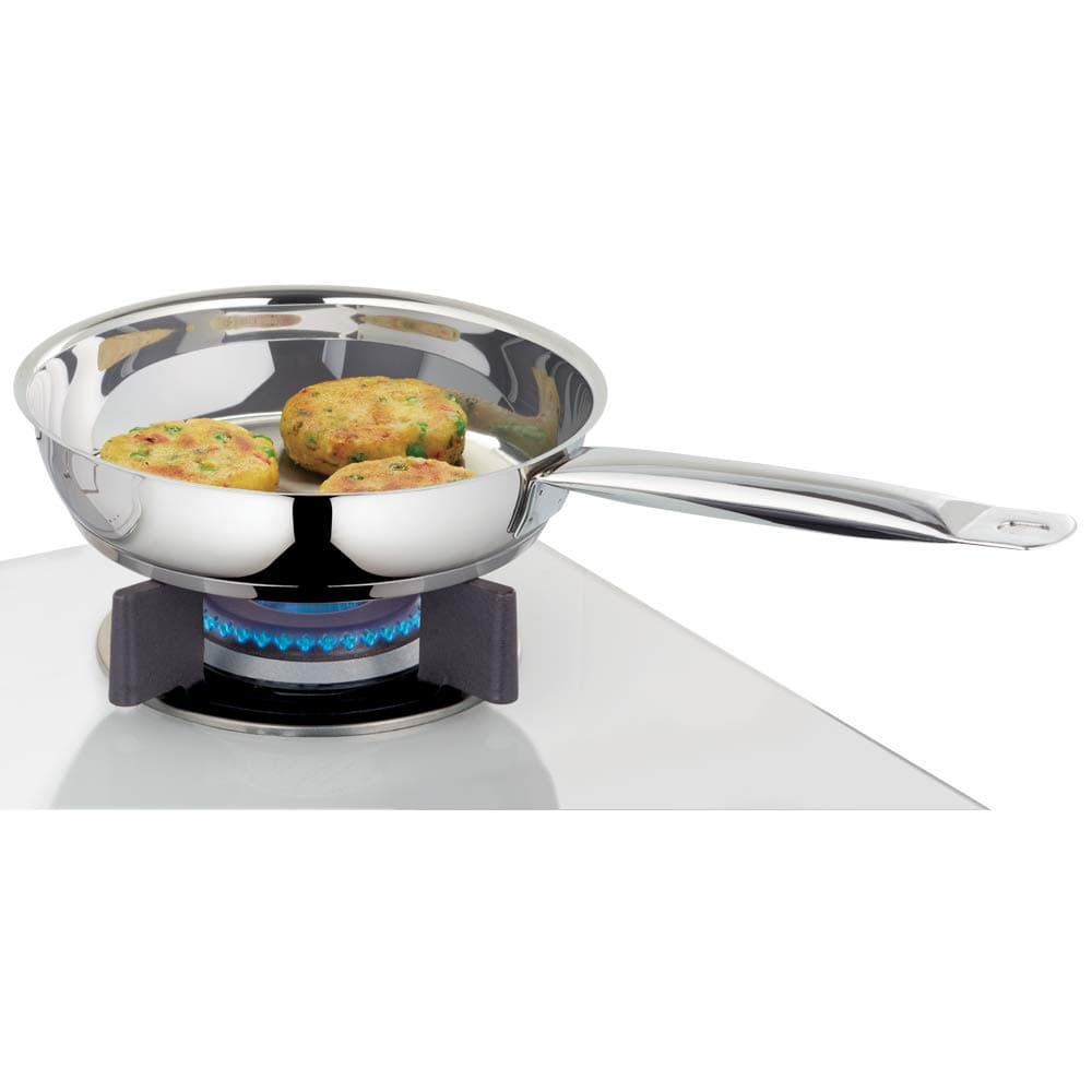 Borosil Cookfresh Stainless Steel Frying Pan 2.2 L (24 cm) | Impact Bonded Tri-ply Bottom | Gas Stove, Induction, Hot Plate Friendly | Uniform Heating, Cooltouch Handle | Skillet Fry Pan