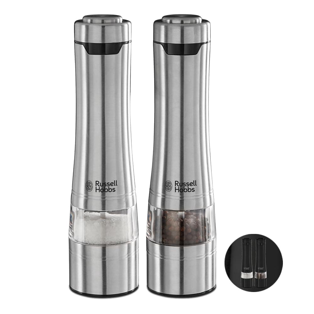 Russell Hobbs Battery Powered Salt and Pepper Grinders 23460-56 - Stainless Steel and Silver