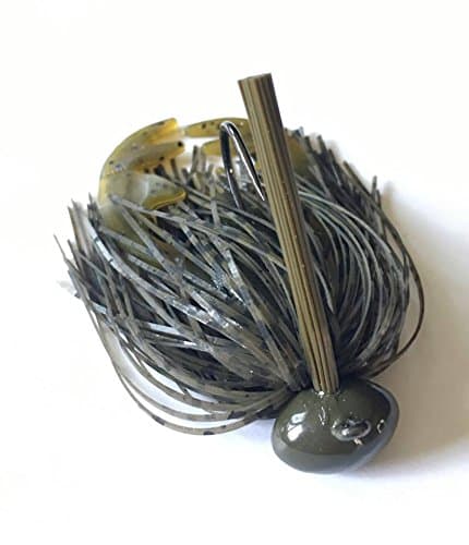 Screwy Lewy Lures Football Bass Jigs with Craw Trailer (Green Pumpkin, 1/2 oz)