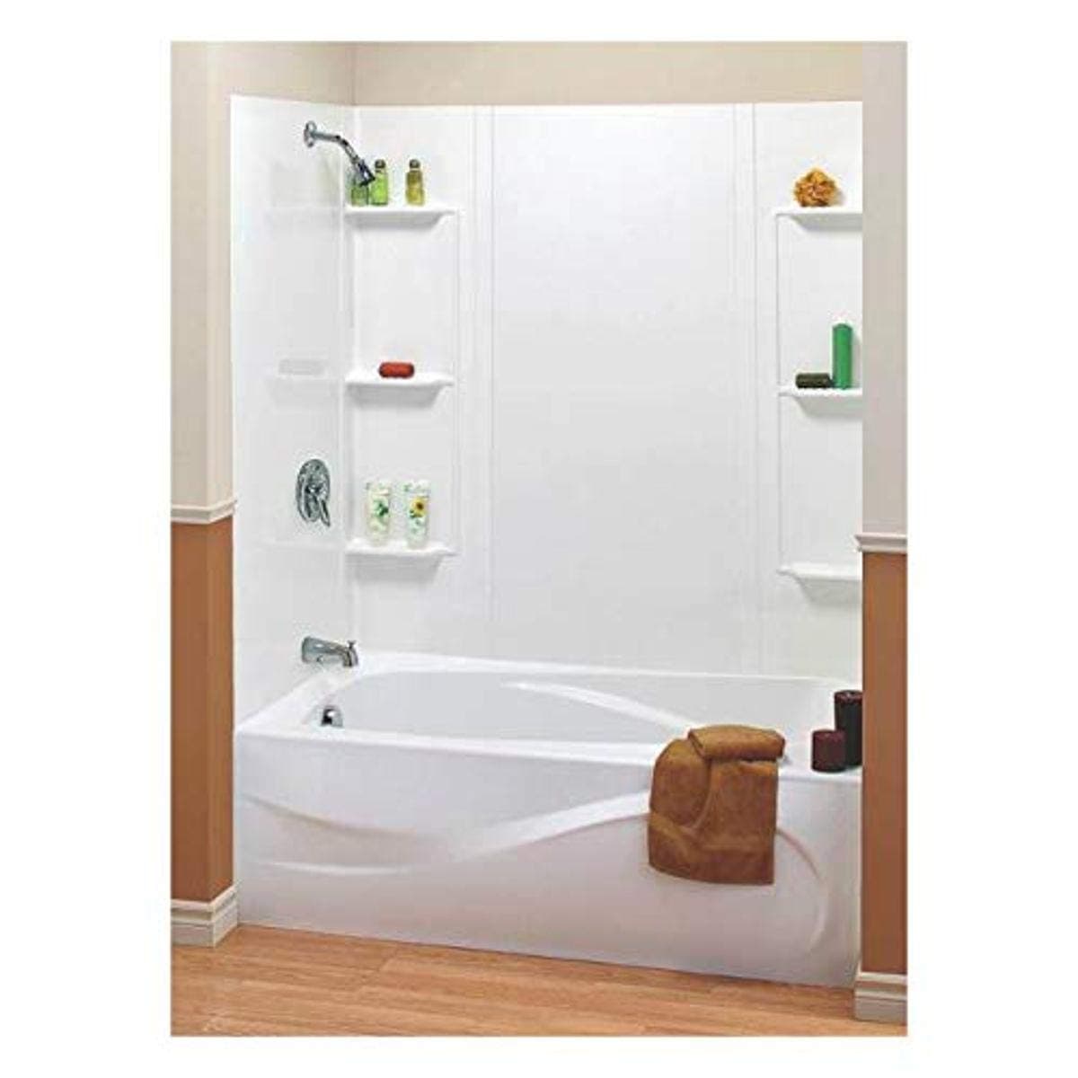Maax 101604-000-129 5-Piece Bathtub Wall Kit, 48-60 in L X 31 in W X 59 in H, Polystyrene, White