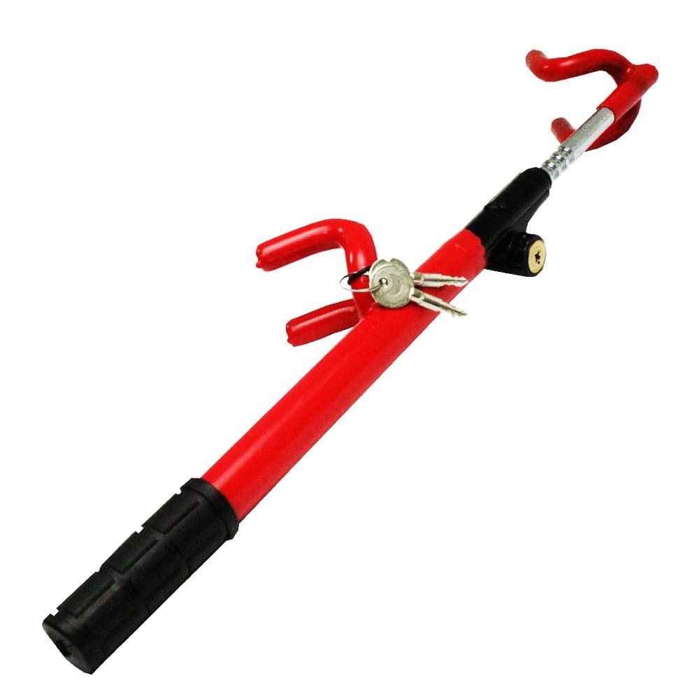 RX27-0122 Red Heavy Duty Twin Hooks Steering Wheel Lock