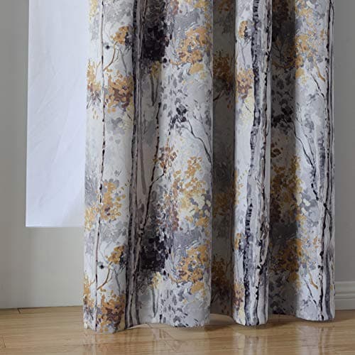 Kotile Grey Blackout Curtains for Bedroom/Living Room 95 Inches Length 2 Panels, Home Decor Window Treatment Thermal Insulated Ring Top Curtains with Colorful Tree Floral Design Print