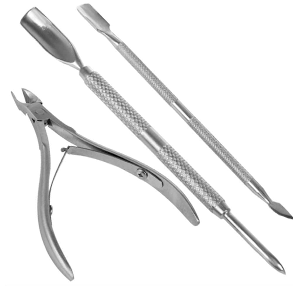 Nail Cuticle Spoon Pusher Remover Nail Cut Tool Pedicure Manicure Set,Pocket Nail Cuticle Nipper Pack Contains Nail Trimmer, Pack of 3