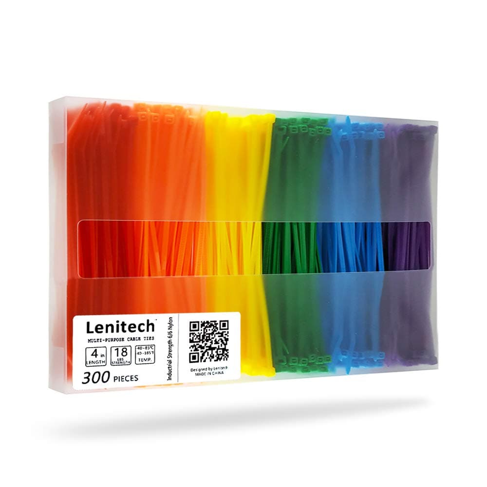 4 Inch 300 Pcs Multi-Purpose Cable Ties, Assorted Colored