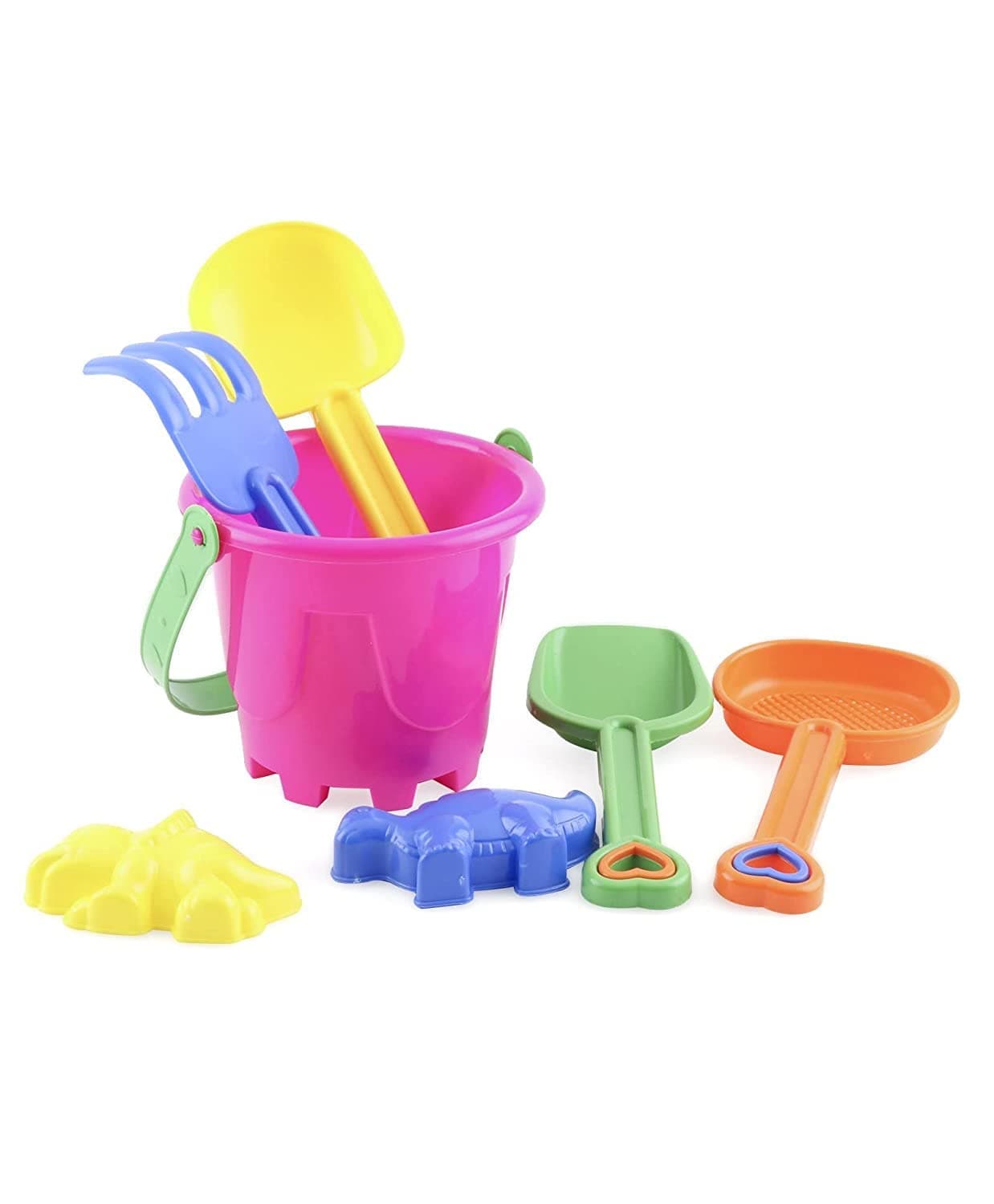 Little Fingers Beach Play Set for Kids/Sand Play Set with Bucket, Shovels & Molds/Beach Toys for Toddlers/Toddler Gardening Playset/Beach Toys Gift Basket/Digging Kit for Kids (Small),Multicolor
