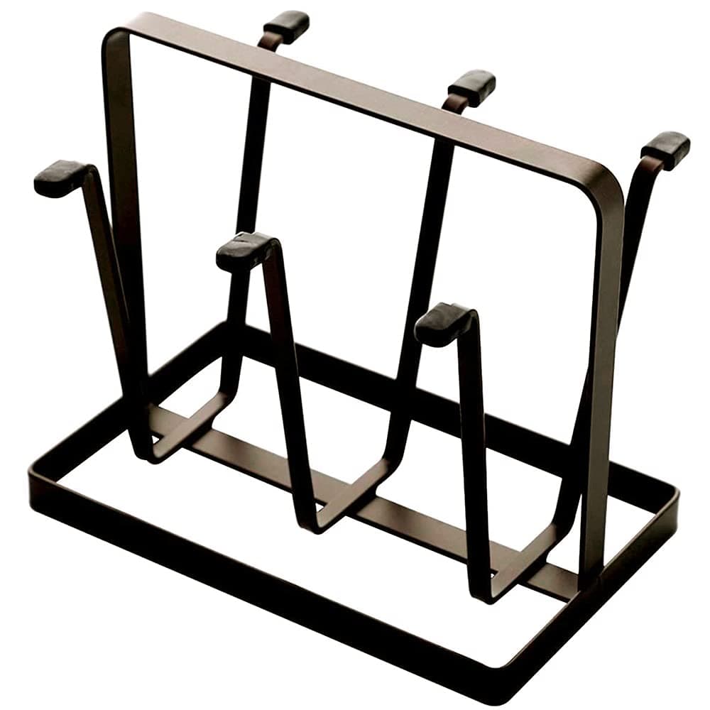 Bottle Drying Rack, Metal 6 Cup Mug Holder Silicone Protective Hooks Non-Slip Bottle Drying Holder Tree for Glasses, Coffee Mug Holder (Coffee Black)