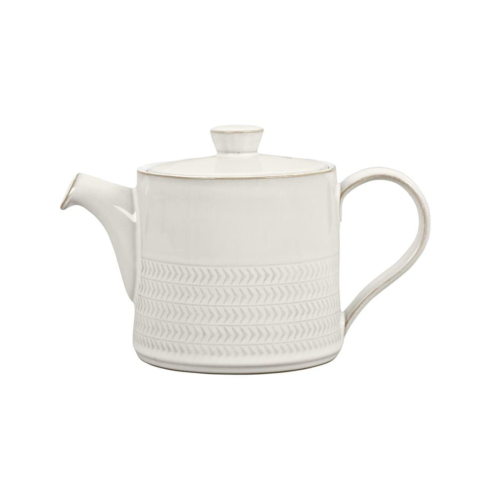 Denby Natural Canvas Textured Teapot, Ceramic, Cream, 22 x 12.5 x 14 cm