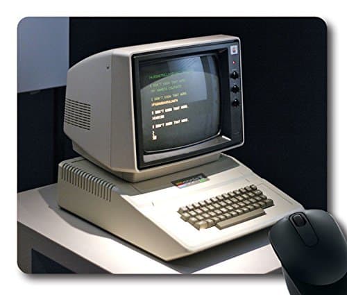Custom Unique Mouse Pad with Apple Mac Computer Monitor Old Version Apple 2 Evolution Non-Slip Neoprene Rubber Standard Size 9 Inch(220mm) X 7 Inch(180mm) X 1/8 Inch(3mm) Desktop Mousepad Laptop Mousepads Comfortable Computer Mouse Mat