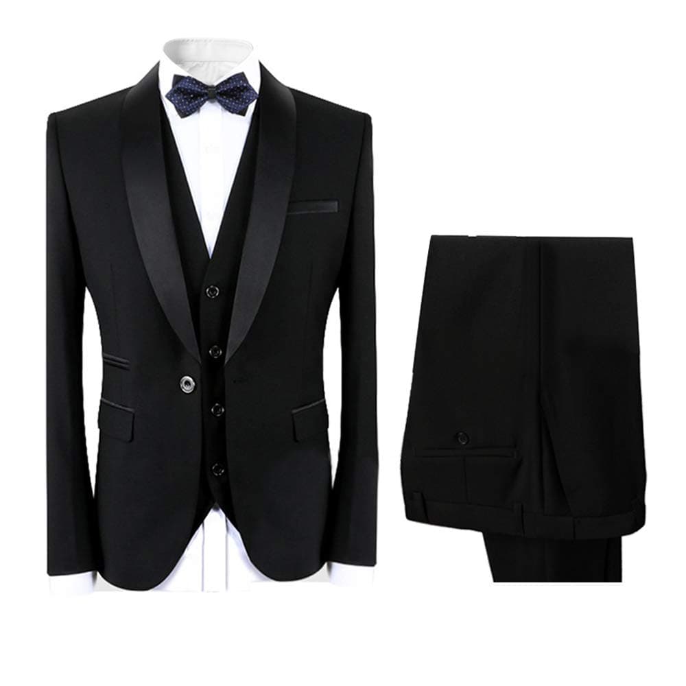 Sliktaa Mens Tuxedo Suits 3 Pieces Dinner Suit Wedding Formal Notched Lapel Blazer &Trousers& Waistcoat
