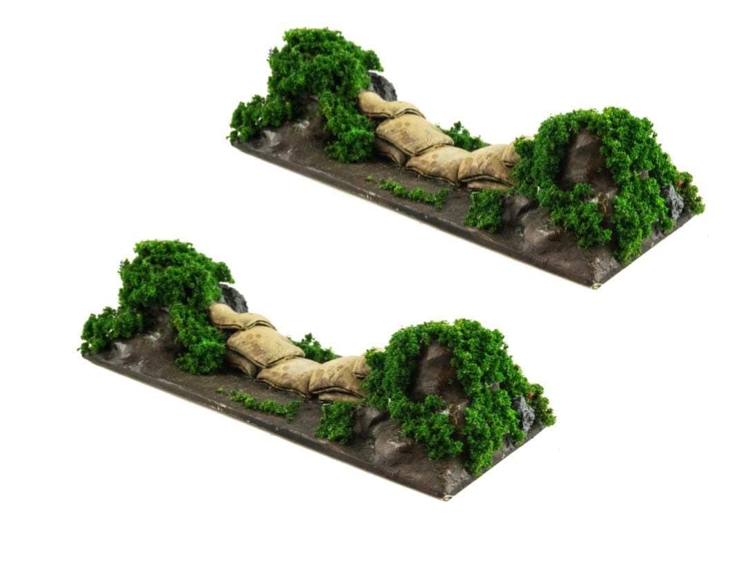 War World Gaming Battle Bocage Sandbag Defensive Positions x 2 – 28mm Heroic Scale Wargaming Terrain Model Diorama Scenery Wargame WW2 Tabletop Battle Normandy France WWII Hedgerow