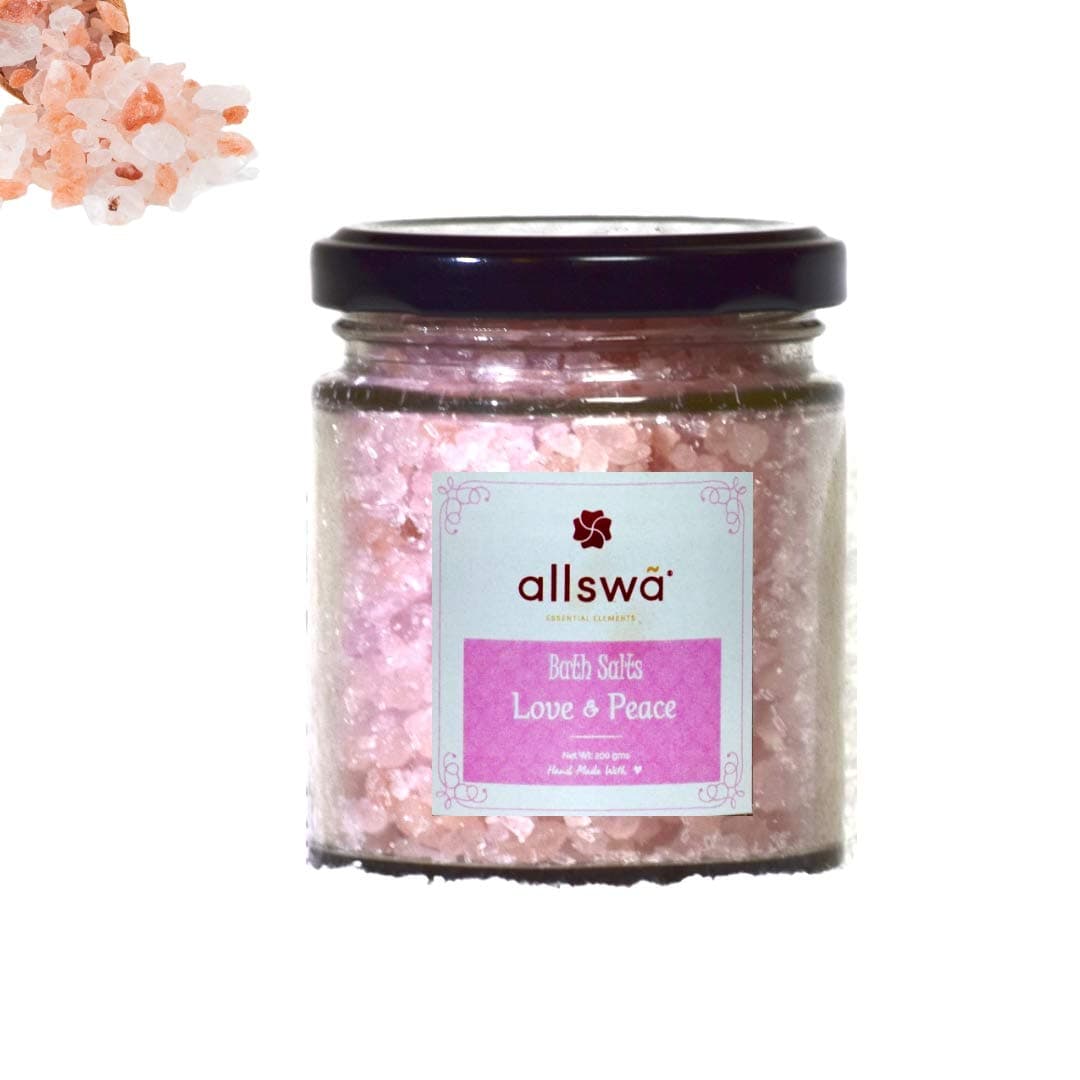 ALLSWA ESSENTIAL ELEMENTS Natural Mineral with Epsom and Himalayan Pink Salt Pink Peace and Love Bath Salt for Bath and Spa, 200 g