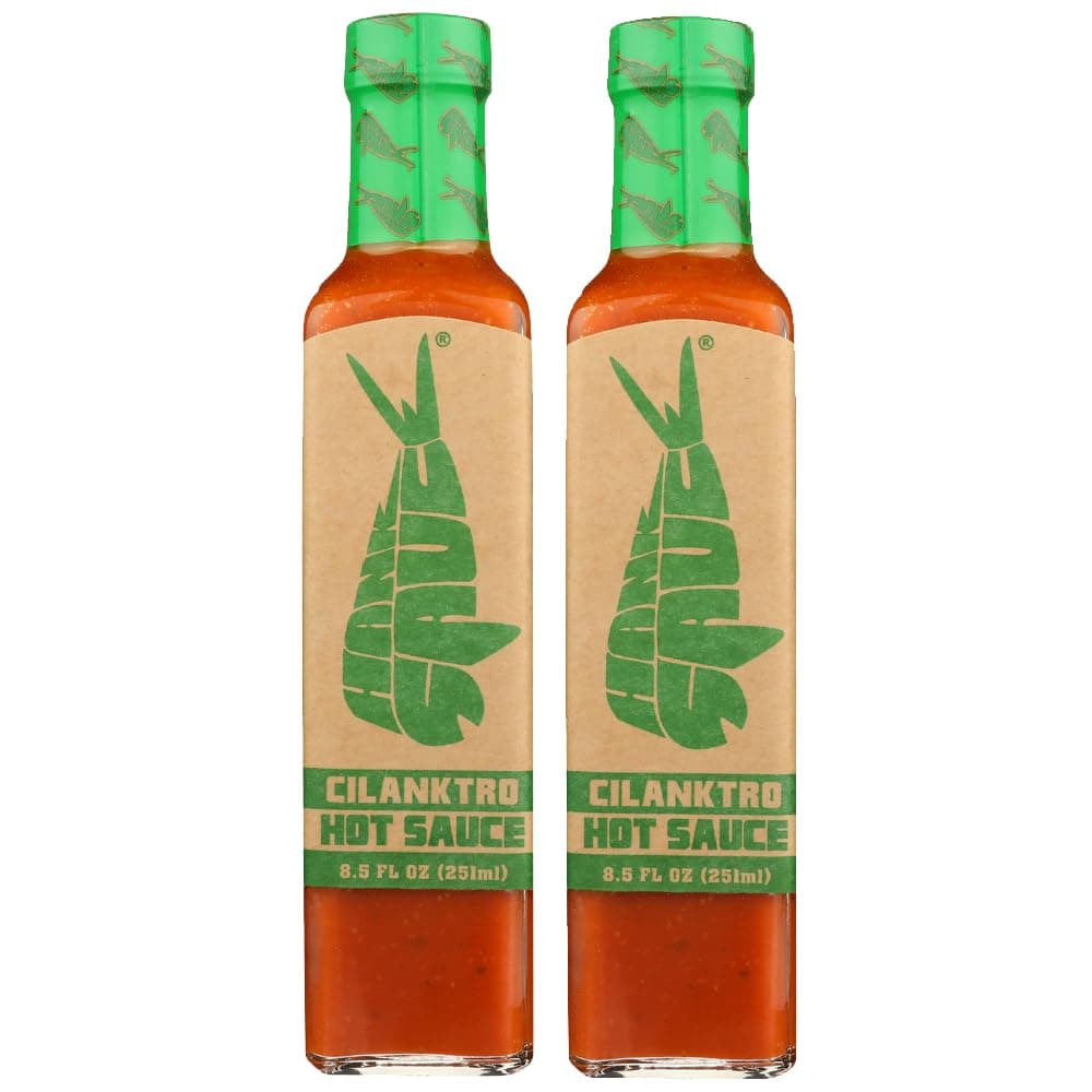 Hank Sauce Cilanktro Hot Sauce - Versatile Hot Pepper Sauce with Fresh Cilantro, Garlic & Aged Peppers - Hot Garlic Sauce with Mild Heat & Unique Flavor - Multipurpose Gourmet Sauce - 2 x 8 Ounces