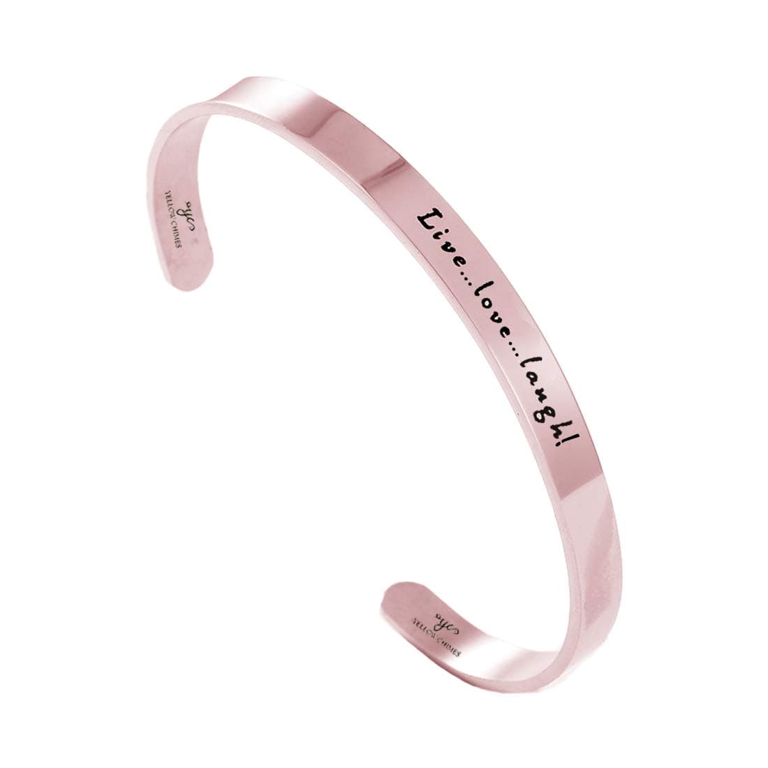 Bracelet for Women and Men | Fashion Rose Gold Cuff Kadaa Bracelets for Girls and Boys | Positive Quotes Inspirational LIVE LOVE LAUGH Message Engraved Karma Band Bracelet | Rose Gold Plated Hand Cuff Kadaa Bracelet | Accessories Jewellry for Unisex | Birthday Gift for Girls and Women Anniversary Gift for Wife and Husband
