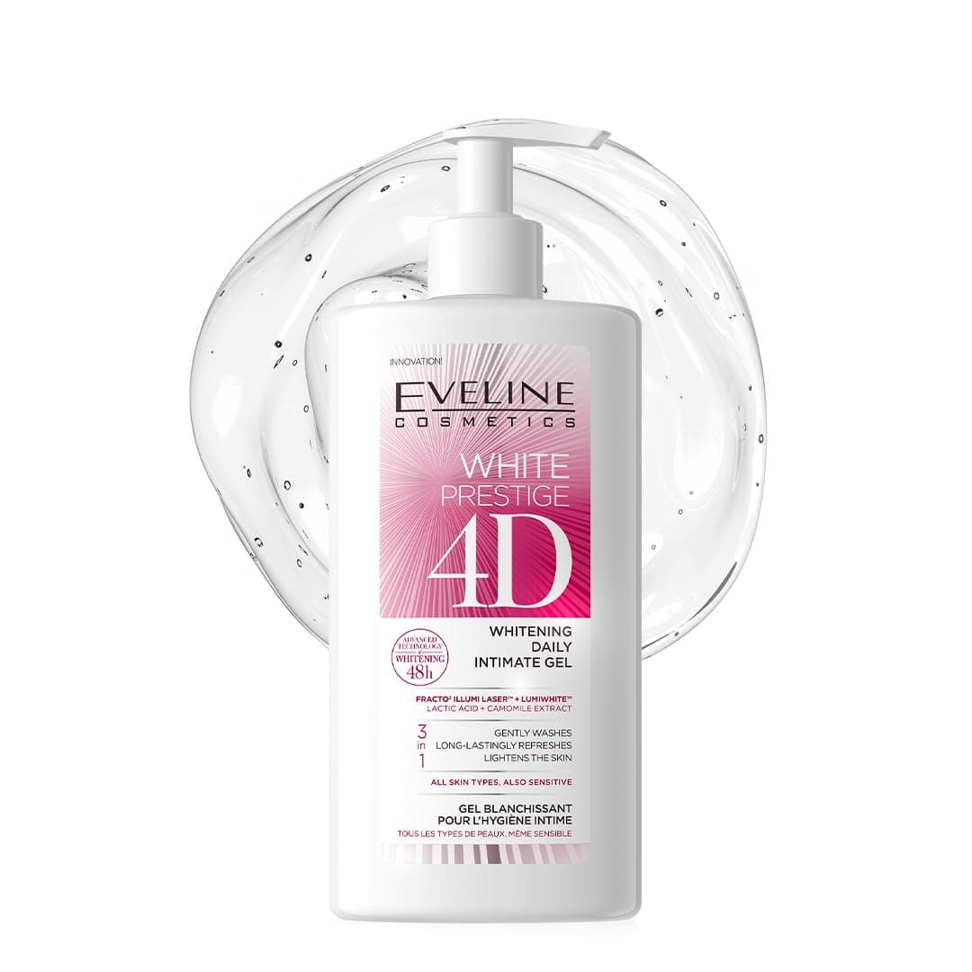 Eveline Cosmetics White Prestige 4D Whitening Daily Intimate Gel | Infused with Lactic Acid and Camomile Extract | Ideal for all Skin Types including Sensitive | 250ml