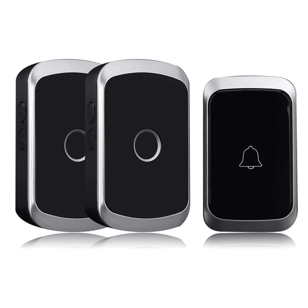 Wireless Doorbell Waterproof Plug-in 2 Receivers Door Bell Chime Kit 300m Long Range 4 Volume Levels 36 Chimes with LED Flash Twin for Home, Office