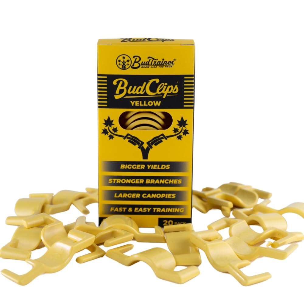 BudClips 20-pk|Low-Stress Training LST Clips|Universal Size|Fits Any Branch|Made from 100% Recycled Plastic|Ergonomic Design| Never Hurts Your Plants|Reusable Storage Packaging