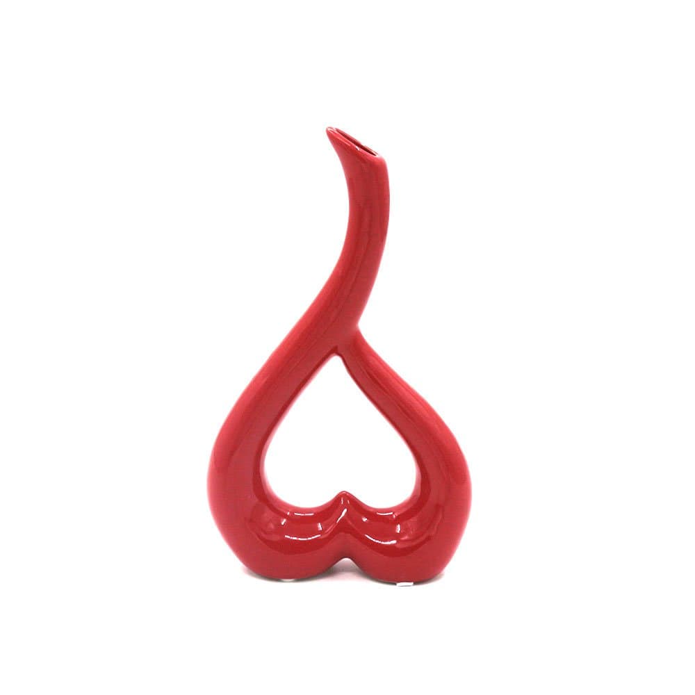 YINUOYOUJIA-Ceramic Art Vase 10 "Red, Black, White, Ideal Gift for Wedding or Special Occasions for Use in Home Office, Decor, Floor Vases, Spa, Aromatherapy (Red)