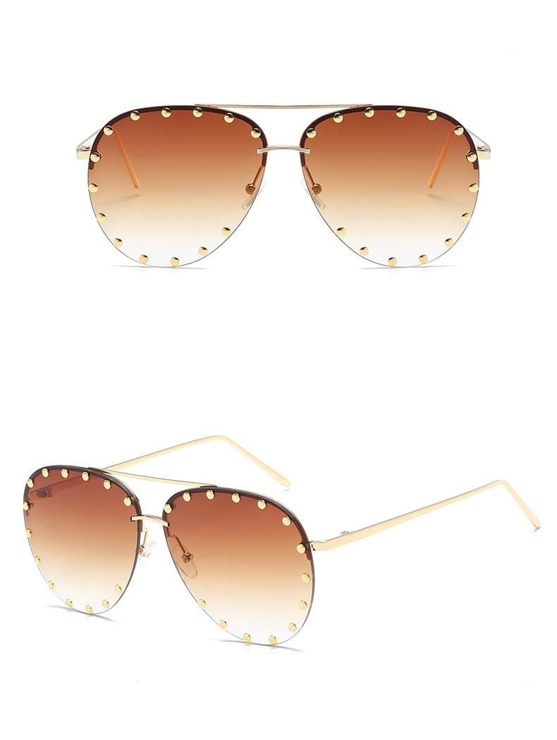 CheziRimless Studded Aviator Sunglasses