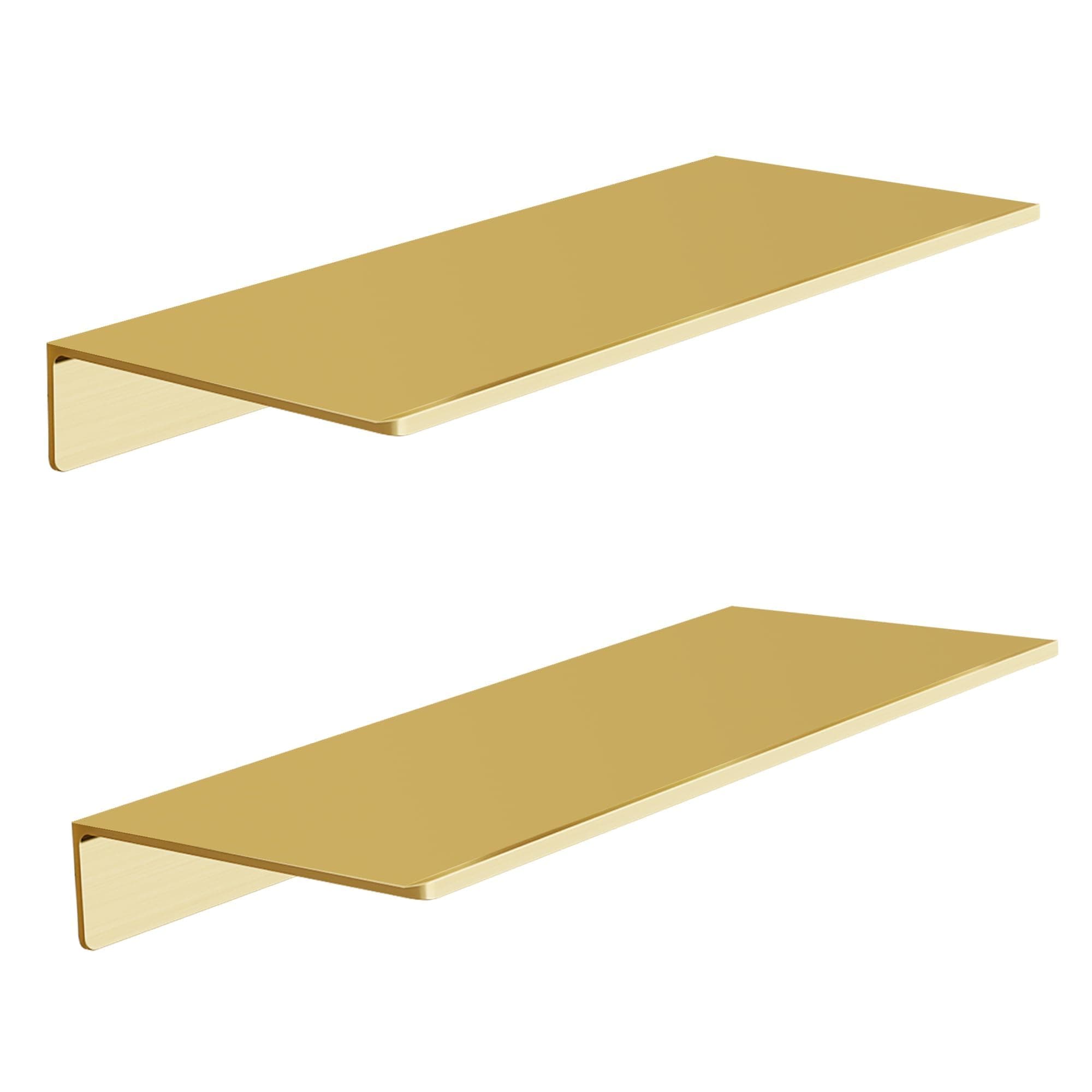 Metal Wall Shelves Set of 2, Brushed Gold Floating Shelf, 30CM Wall Decorative Shelf for Photos, Collectibles, Vases, Trinkets, Crafts, Trophy, etc. Shower caddy