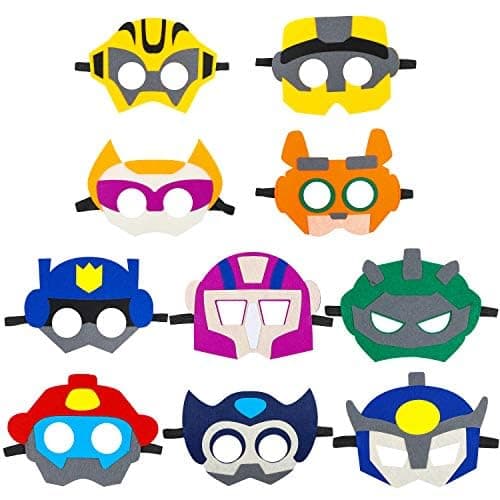 BeYumi 10Pcs Robots Felt Masks Set, Bots Party Supplies Gift Robot Party Favor Birthday Cosplay Dress up Costumes for Kids Boys