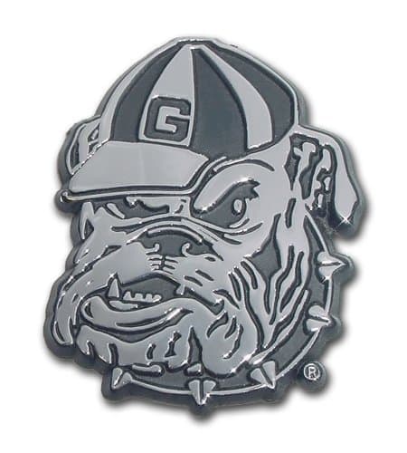 Georgia Bulldogs Premier Chrome Metal Dog Auto Emblem